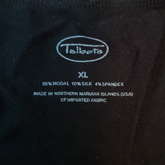 Talbots black silk/spandex/modal 3/4 sleeve length t shirt: lightly worn - Picture 3 of 7